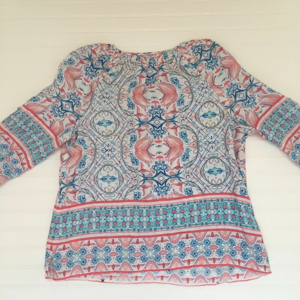 Charter Club Blue & Pink Linen Tunic Womens XL - Picture 5 of 6